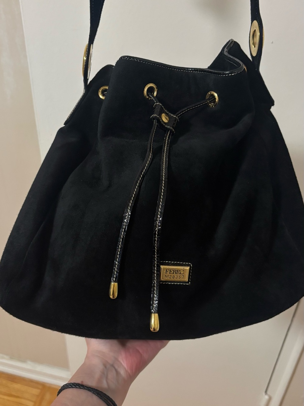 Vintage Black Suede Ferre bag